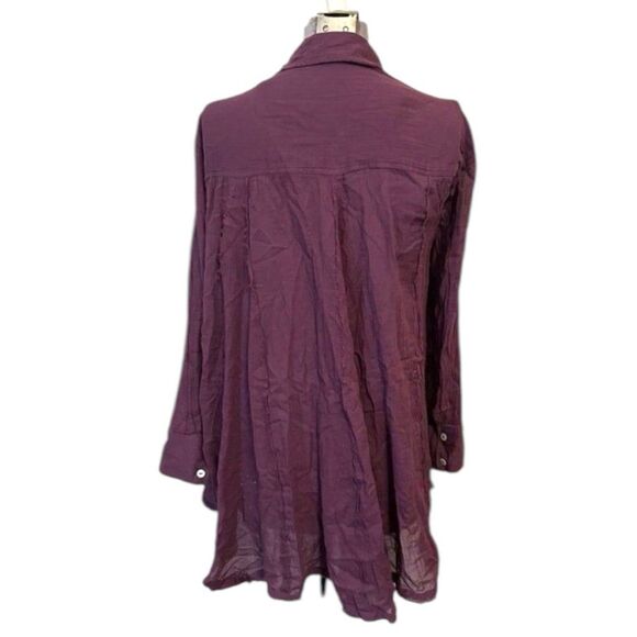 Free People Plum Button Down Oversized Dress Size Small Boho Cotton - Picture 2 of 6